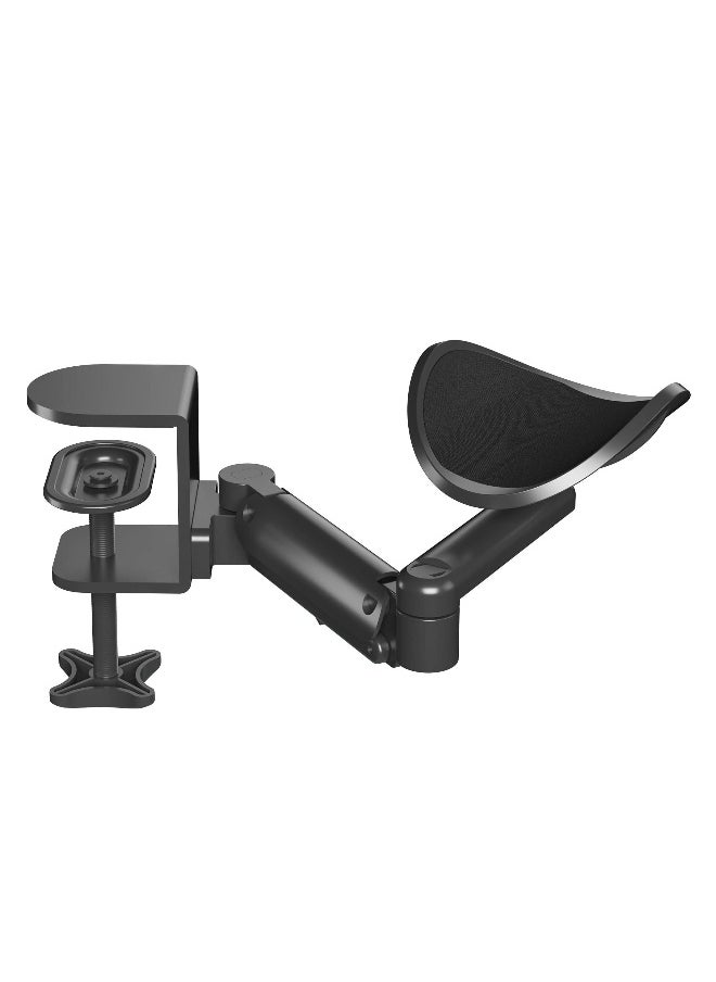 Computer Arm Rest for Desk, Ergonomic Arm Rest Support Extender for Desk Armrest Pad Rotating Elbow Rest Holder, Aluminum Extendable & Adjustable Arm Rest Holder (Black)