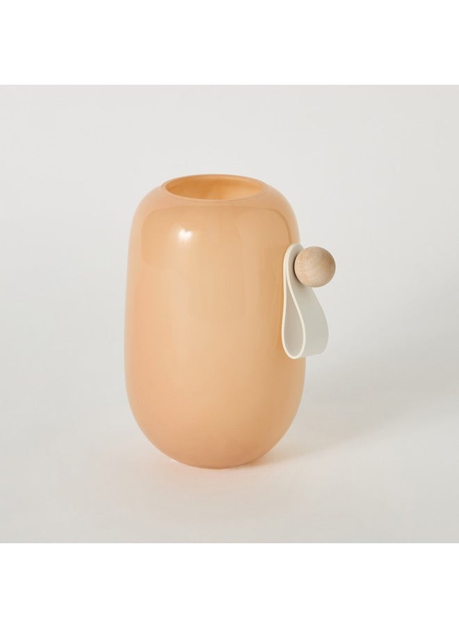 Auden Glass Vase with Leather Handle 15 x 16 x 12 cm