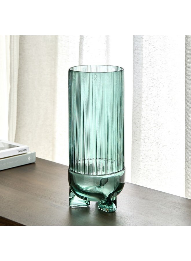 Auden Ribbed Glass Vase with Base 11.3 x 28 x 11.3 cm