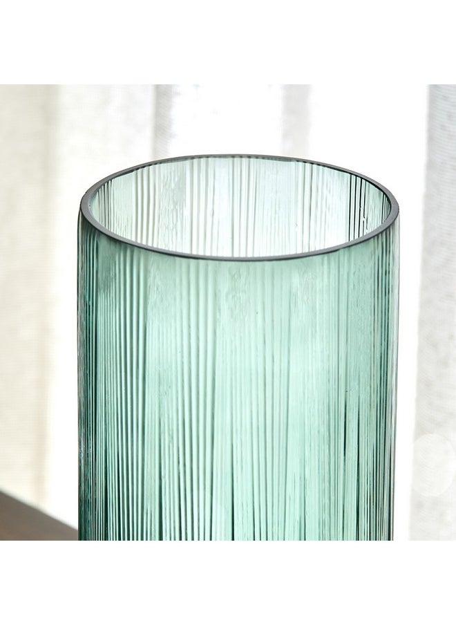 Auden Ribbed Glass Vase with Base 11.3 x 28 x 11.3 cm