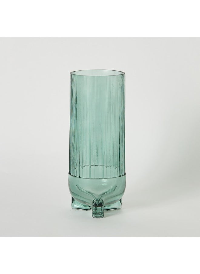 Auden Ribbed Glass Vase with Base 11.3 x 28 x 11.3 cm