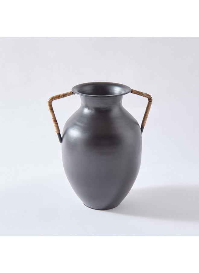 Drane Metal Vase with Cane Wrap 24 x 18 x 24 cm