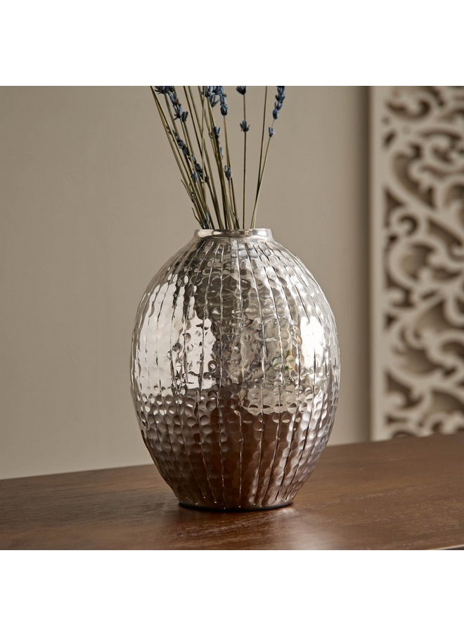 Arizona Aluminium Sparkle Ribbed Spindle Vase 15.5 x 15.5 x 19 cm