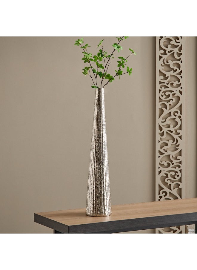 Ausie Aluminium Sparkle Ribbed Tall Vase 13.5 x 13.5 x 65.5 cm