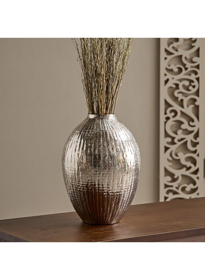 Arizona Aluminium Sparkle Ribbed Spindle Vase 21.5 x 21.9 x 29 cm