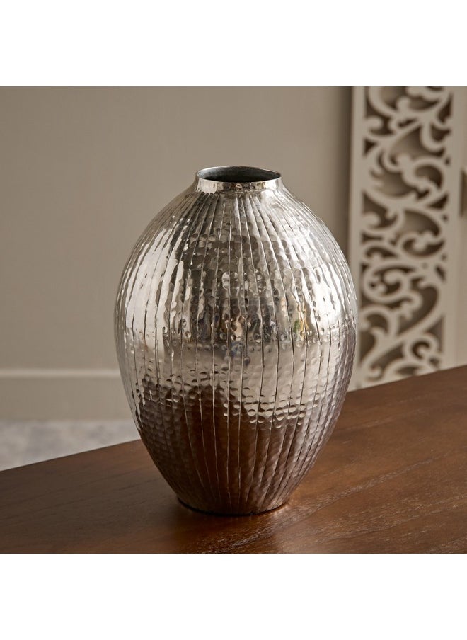 Arizona Aluminium Sparkle Ribbed Spindle Vase 21.5 x 21.9 x 29 cm