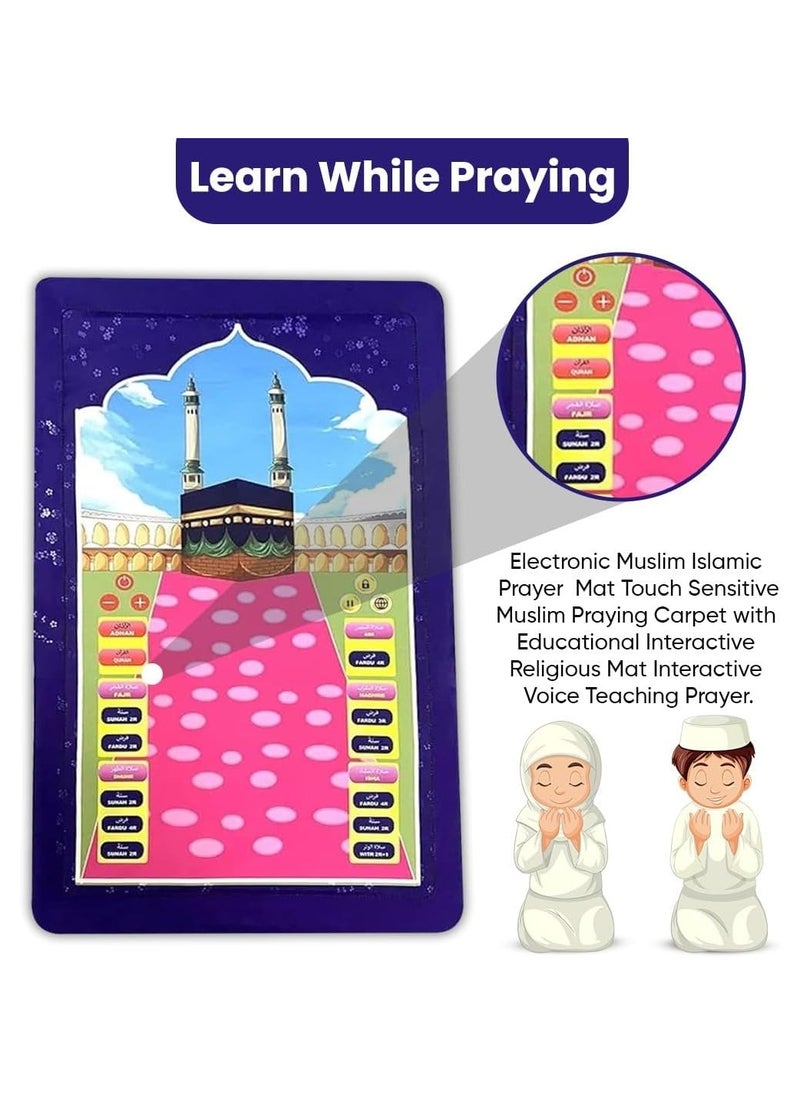 Interactive Islamic Smart Prayer Mat for Kids, Engaging Educational Tool with 10 Speaking Languages, Fun Gift for Ramadan and Daily Prayers