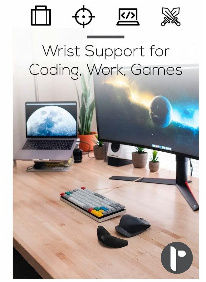 2 Pieces Ergonomic Gliding Palm Rest, Smooth Glide, Soft Cooling Material, Sliding Wrist Pad That Moves with Your Mouse