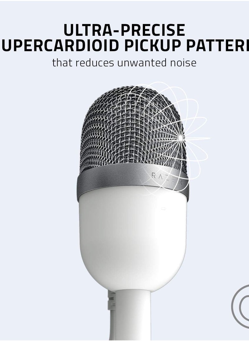 Mini Ultra Compact Condenser Microphone, Ultra-Precise Supercardioid Pickup Pattern, Professional Recording Quality, Ultra-Compact Build, Shock Resistant -  White