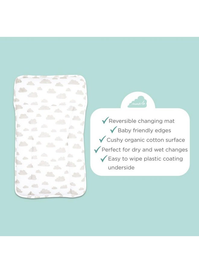 Organic Cotton Baby Changing Mat, For Newborn Baby Essentials Unisex - Elephant Green