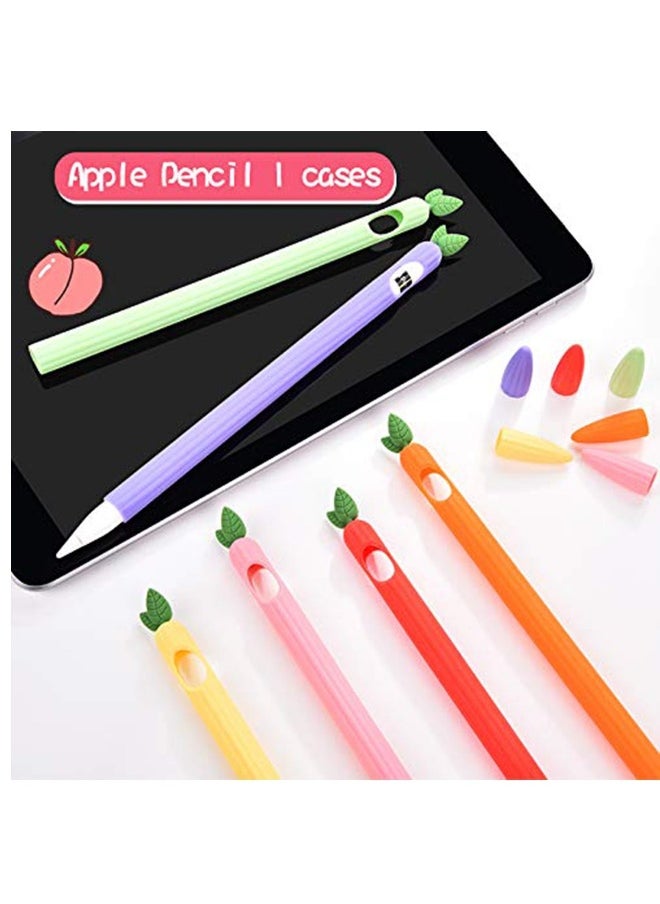 iPencil Case 2 Pack Sleeve C ute Fruit Design Silicone Soft Protective Cover Accessories Compatible with Apple Pencil 1st Generation Peach+Avcocado