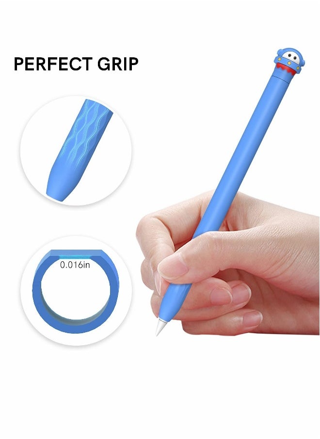 Protective Case for Apple Pencil 2nd Generation, Cute Soft Silicone Cartoons Cover Sleeve Accessories Compatible Generation (Blue)