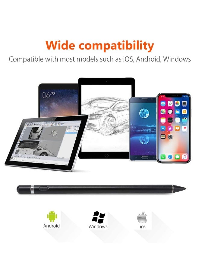 Active Stylus Digital Pen for All iPhones, iPad and Android Tablets, Phones Black