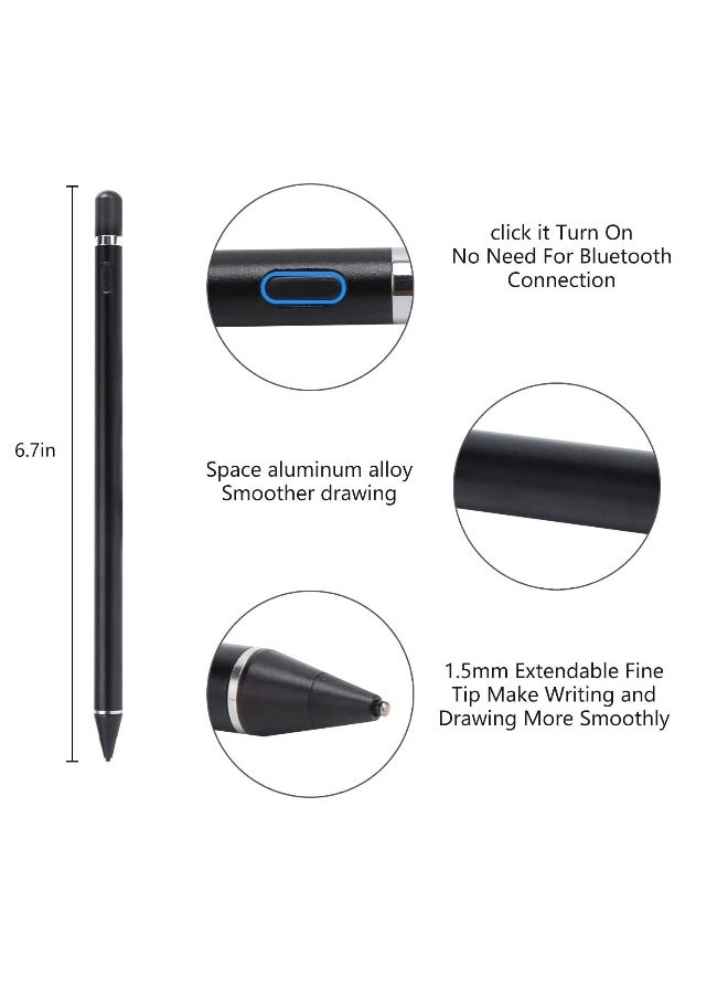 Active Stylus Digital Pen for All iPhones, iPad and Android Tablets, Phones Black
