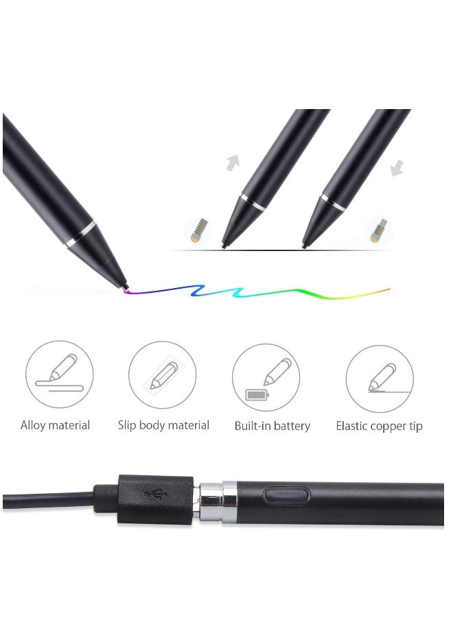 Active Stylus Digital Pen for All iPhones, iPad and Android Tablets, Phones Black