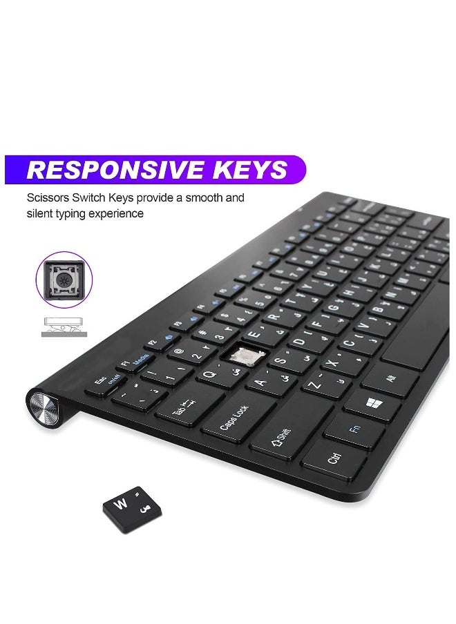 2.4Ghz Wireless Keyboard Mouse Combo Ultra Thin Portable Keyboard with USB Receiver Compatible with Computer