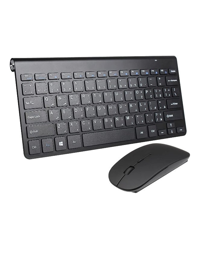 2.4Ghz Wireless Keyboard Mouse Combo Ultra Thin Portable Keyboard with USB Receiver Compatible with Computer