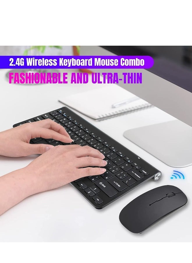 2.4Ghz Wireless Keyboard Mouse Combo Ultra Thin Portable Keyboard with USB Receiver Compatible with Computer