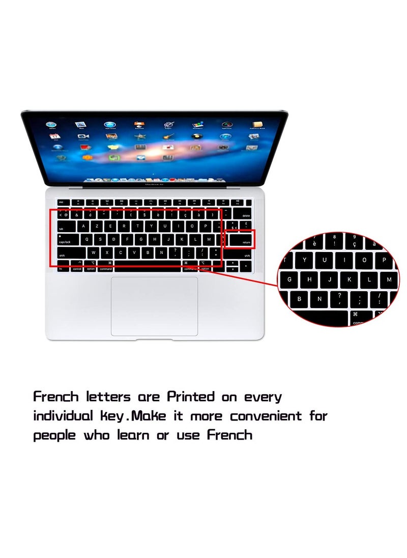 French Language Silicone Keyboard Cover Skin for MacBook Newest Air 13 Inch 2018 Release A1932 with Retina Display and Touch ID,USA Layout