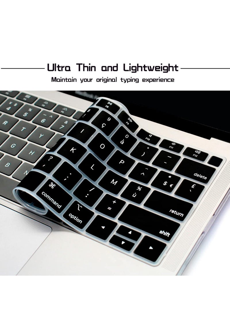 French Language Silicone Keyboard Cover Skin for MacBook Newest Air 13 Inch 2018 Release A1932 with Retina Display and Touch ID,USA Layout