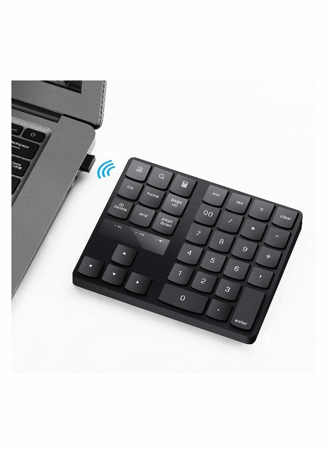 Numeric Keypad, Ultra-Silent External Numeric Pad,USB Rechargeable Number Pad Keyboard with 35 Keys for Ma cbook,Android, Windows(Black)