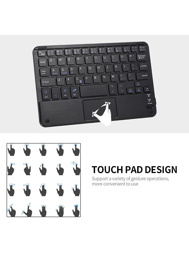 Wireless BT 3.0 Keyboard 59 Keys Ultra-slim Mini BT Keyboard with Touch Pad Support Android Windows iOS System for Laptop Phone Tablet Black