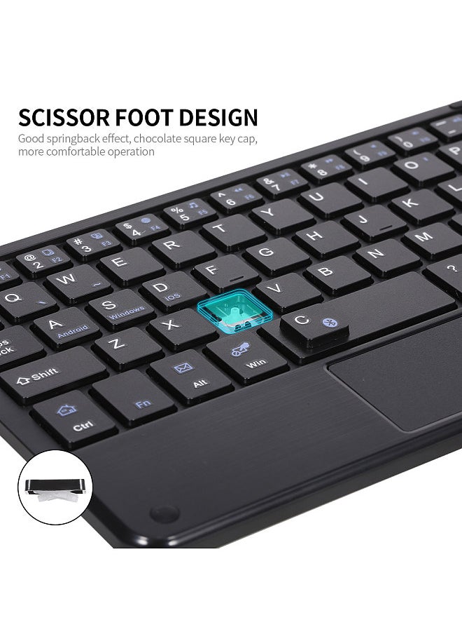 Wireless BT 3.0 Keyboard 59 Keys Ultra-slim Mini BT Keyboard with Touch Pad Support Android Windows iOS System for Laptop Phone Tablet Black
