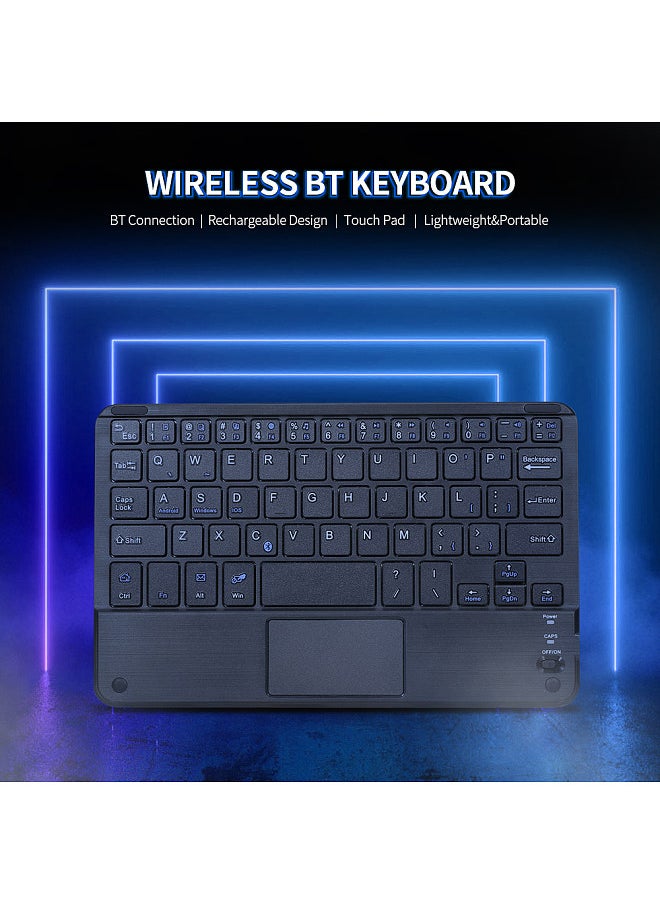 Wireless BT 3.0 Keyboard 59 Keys Ultra-slim Mini BT Keyboard with Touch Pad Support Android Windows iOS System for Laptop Phone Tablet Black