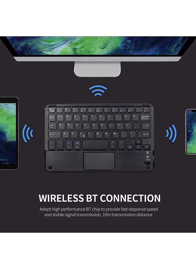 Wireless BT 3.0 Keyboard 59 Keys Ultra-slim Mini BT Keyboard with Touch Pad Support Android Windows iOS System for Laptop Phone Tablet Black