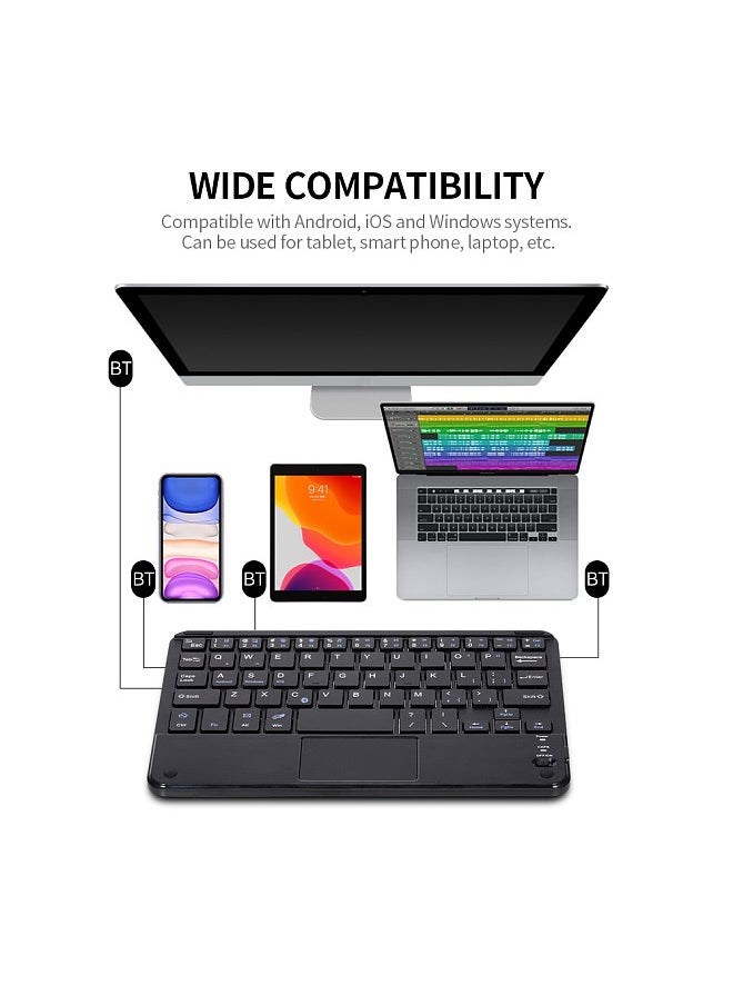 Wireless BT 3.0 Keyboard 59 Keys Ultra-slim Mini BT Keyboard with Touch Pad Support Android Windows iOS System for Laptop Phone Tablet Black