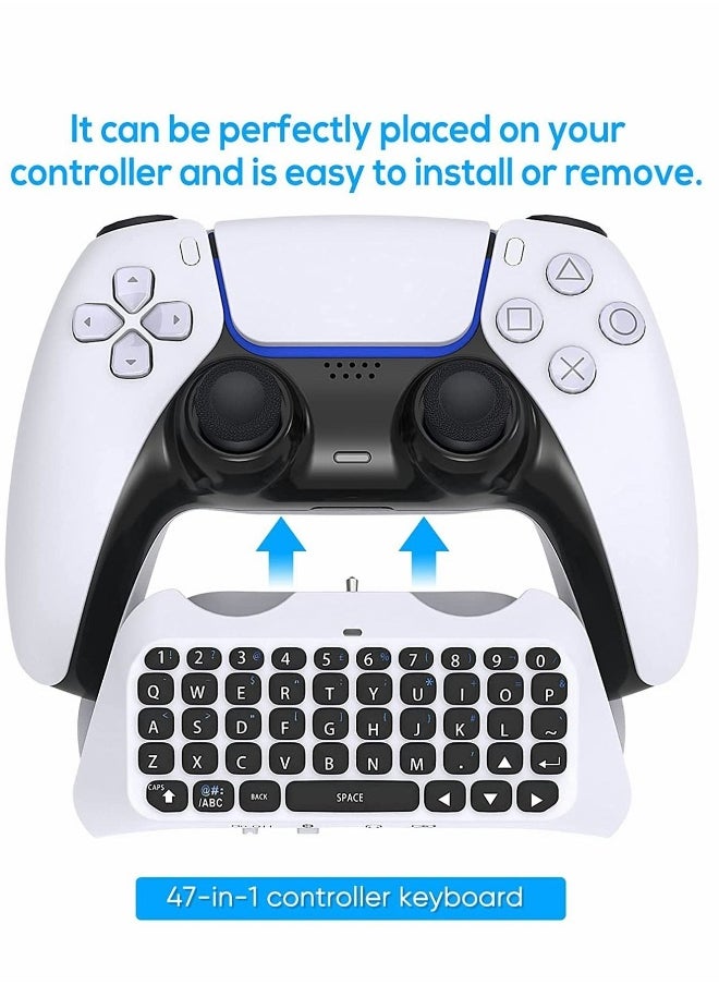 Wireless Keyboard for PS5 Controller, Bluetooth 3.0 Mini Chatpad Message Game Keyboard Keypad Built-in Speaker with 3.5mm Audio Jack for Messaging and Gaming Live Chat