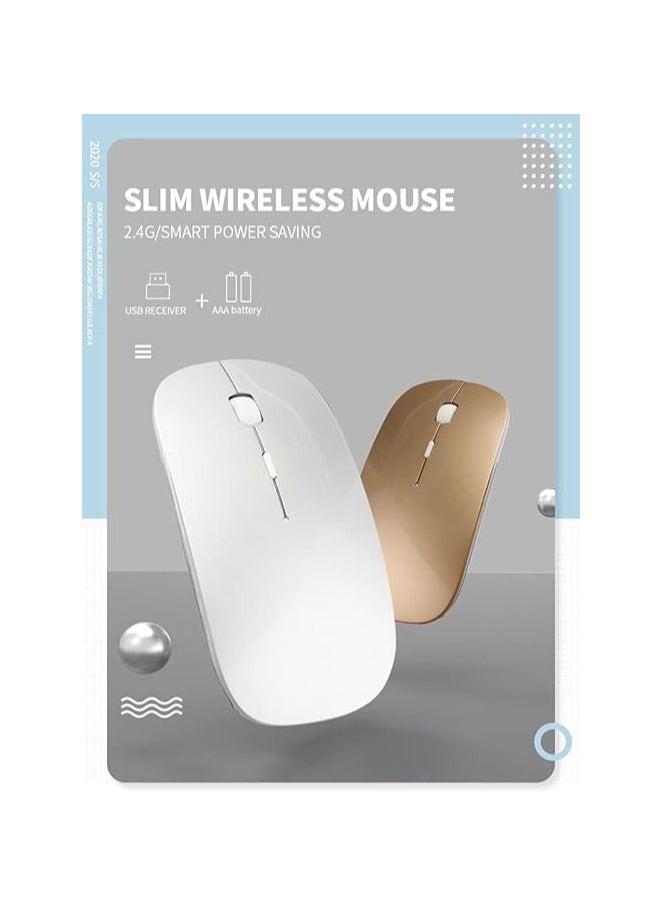 Wireless Mouse, 2.4G Slim Travel Mouse with USB Receiver, Quiet Click Portable Computer Mice for Laptop PC Mac, Comfortable Texture