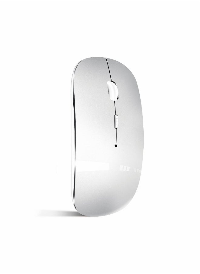 Bluetooth Mouse, Rechargeable Wireless Mouse for MacBook Pro/Air/iPad/Laptop/PC/Mac/Computer, Silver