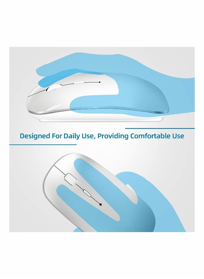 Bluetooth Mouse, Rechargeable Wireless Mouse for MacBook Pro/Air/iPad/Laptop/PC/Mac/Computer, Silver