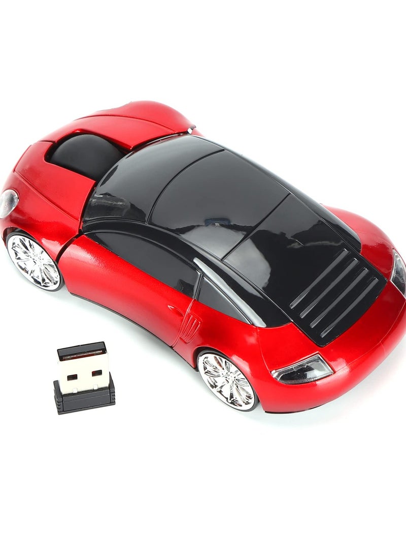 2.4G USB Wireless Car Mouse, 1600 DPI Sports Car Shaped Mouse Use Smart Power Saving Technology, Gaming Mice with USB Receiver for PC Computer Laptop Gift(Red)