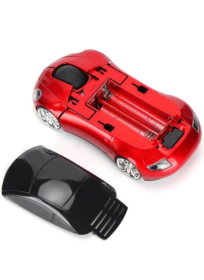 2.4G USB Wireless Car Mouse, 1600 DPI Sports Car Shaped Mouse Use Smart Power Saving Technology, Gaming Mice with USB Receiver for PC Computer Laptop Gift(Red)