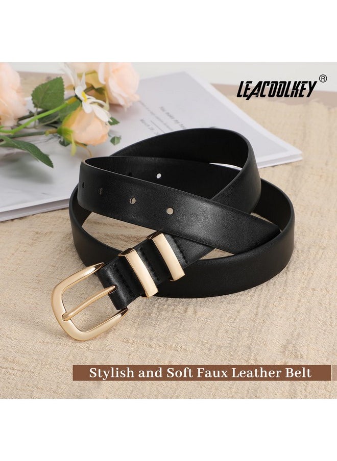 3 Pack Women Leather Belts For Jeans Gold Buckle Fashion Ladies Leather Belt For Dresses