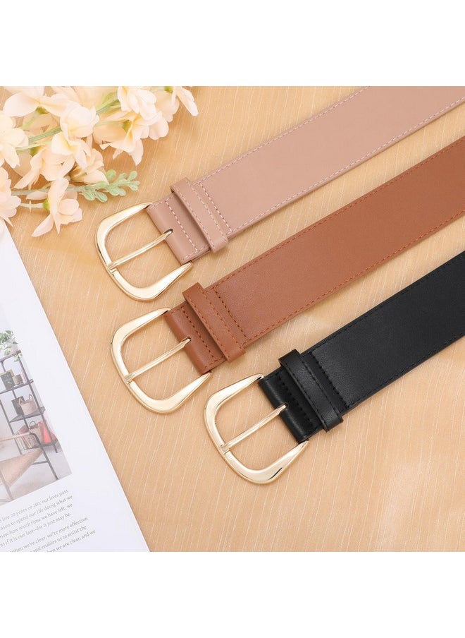 Women Wide Leather Waist Belt For Dresses Fashion Ladies Waistband With Gold Buckle,Black