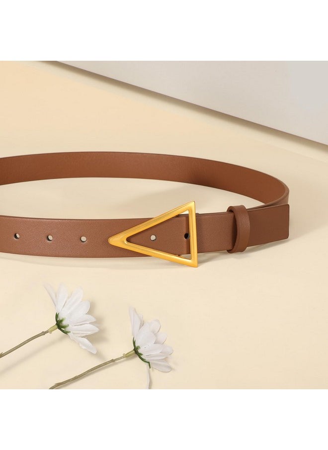 Women Waist Belt For Jeans Pants, Fashion Women Belt With Alloy Triangle Buckle, Brown L