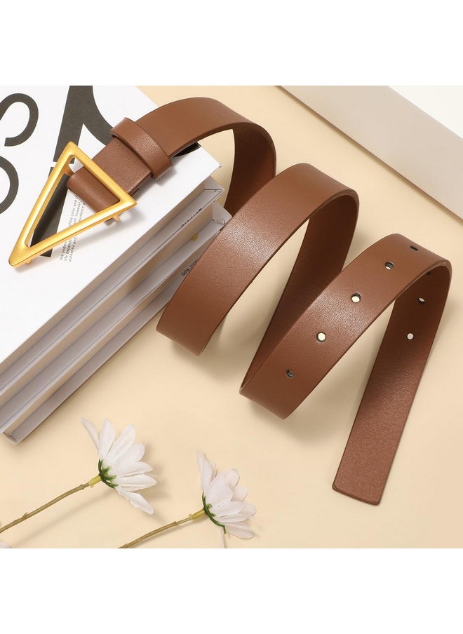 Women Waist Belt For Jeans Pants, Fashion Women Belt With Alloy Triangle Buckle, Brown L