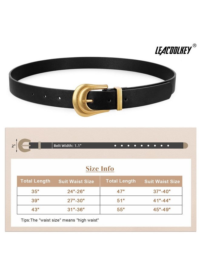 2 Pack Women'S Leather Belts For Jeans Western Belt Ladies Wsit Belt With Gold Silver Buckle