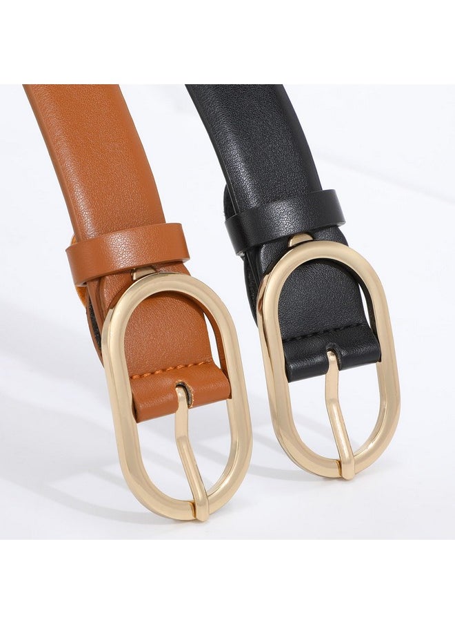 3 Pack Plus Size Women'S Leather Belts For Jeans Pants Dress Fashion Gold Buckle Ladies Waist Belt