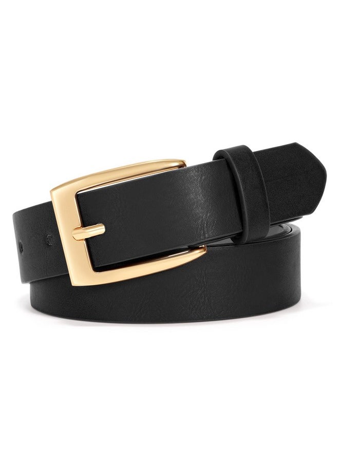 Women Vintage Leather Belt For Jeans Dresses Pants Fashion Ladies Waist Belts With Gold Buckle