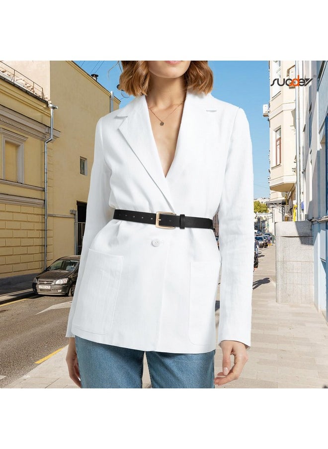 Women Vintage Leather Belt For Jeans Dresses Pants Fashion Ladies Waist Belts With Gold Buckle