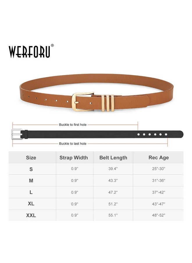 Women Leather Belt Ladies Leather Waist Belt For Jean Pants Dresses Fashion Leather Belt For Women Leather Belt With Gold Buckle（Fit Waist Size 43