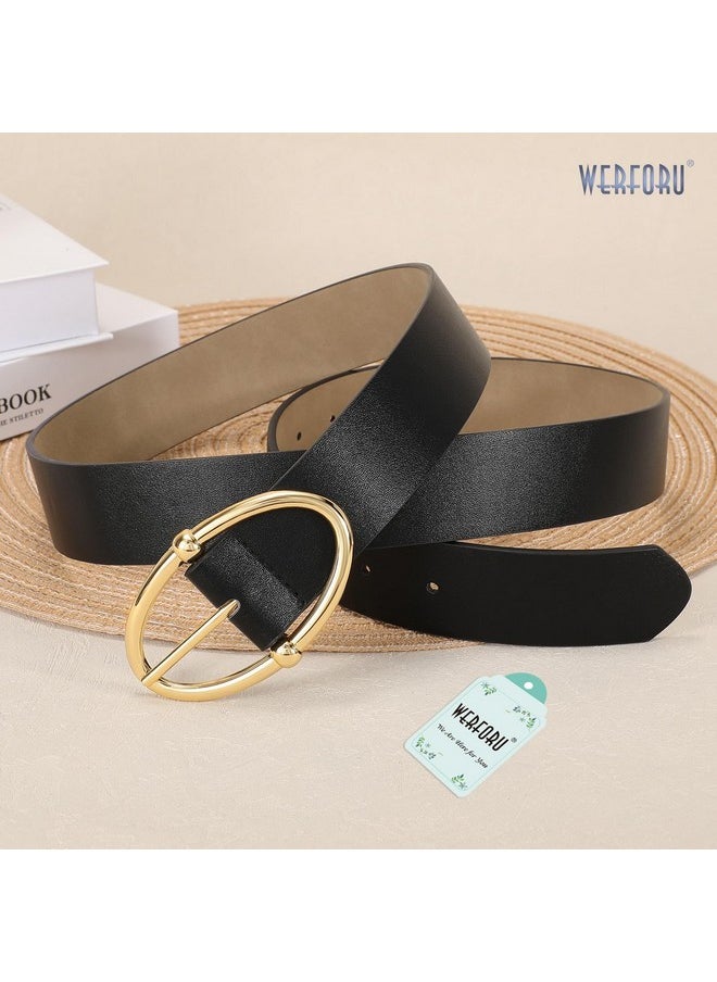 Women Leather Belt Fashion Leather Waist Belt For Jean Dress With Gold/Silver Buckle