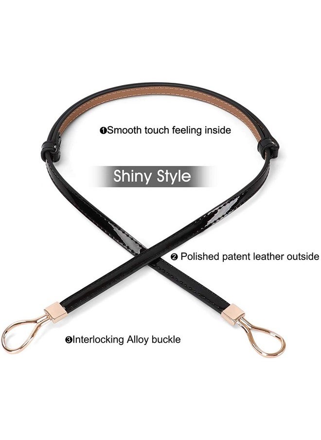 Leather Skinny Women Belt Thin Waist Belts For Dresses Up To 37 Inches With Golden Buckle 2 Pack (02-Black+Brown, Waist Size Below 37 Inches)