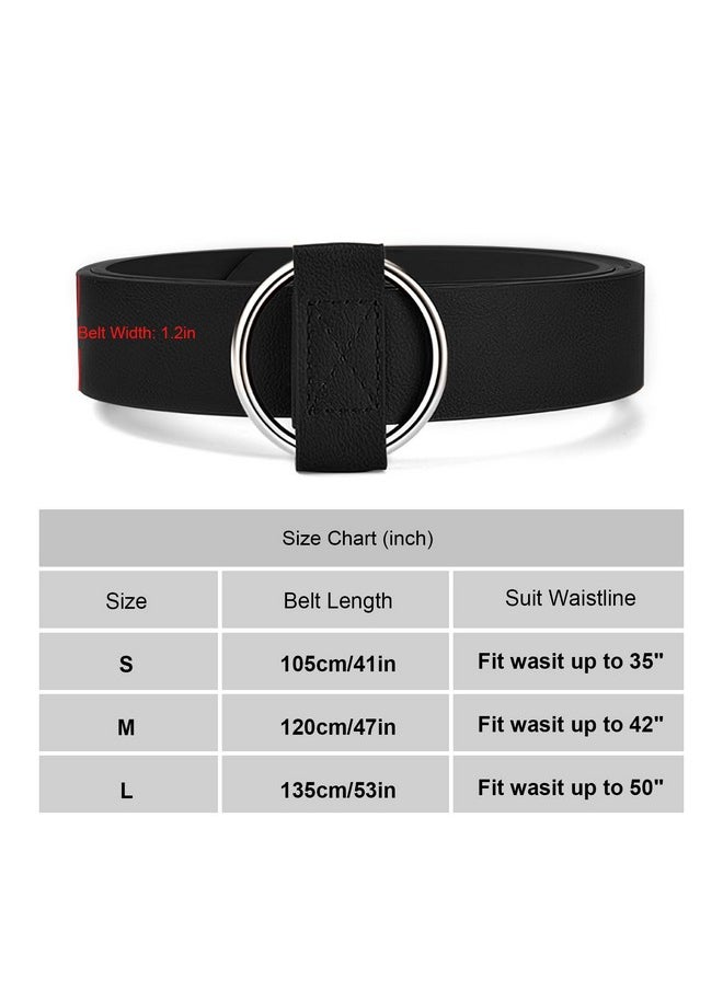 Women Leather Belt No Pin Circle Buckle Fashion Waist Belt For Jean Dress Coffee Round Buckle 120Cm