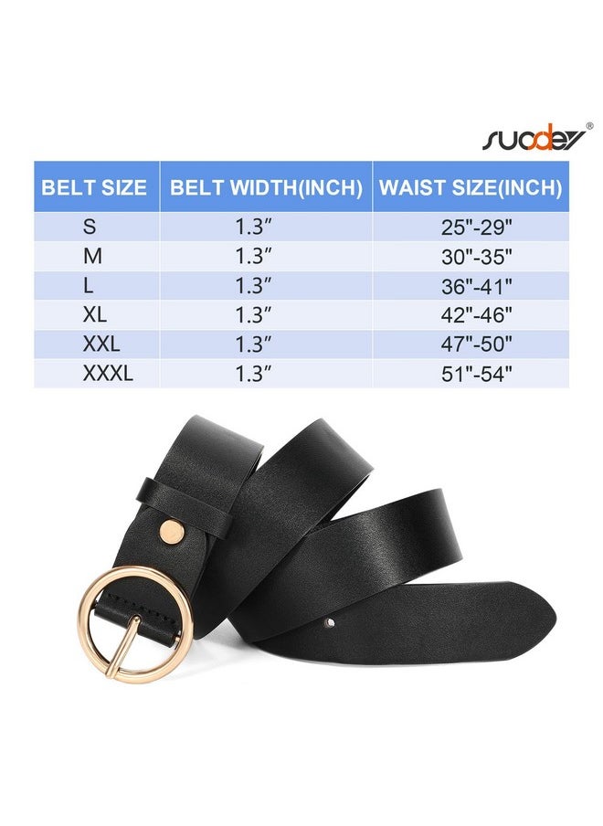 Women Leather Belt With O-Ring Buckle,Fashion Soft Ladies Waist Belt For Jeans Dresses,1.3