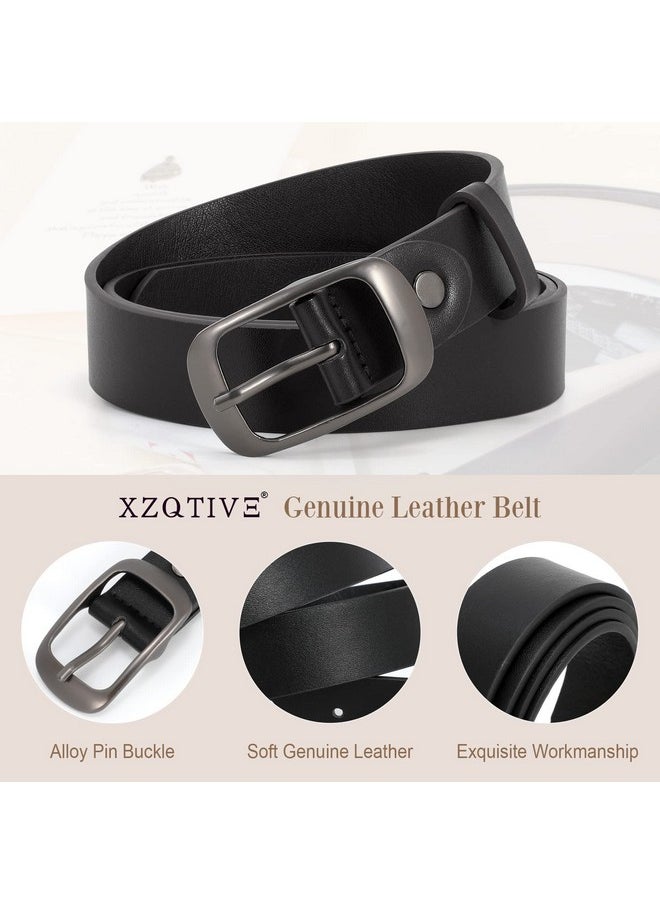 2 Pack Women Plus Size Leather Belts Fashion Cowhide Waist Belt With Solid Pin Buckle For Jeans Pants Dress